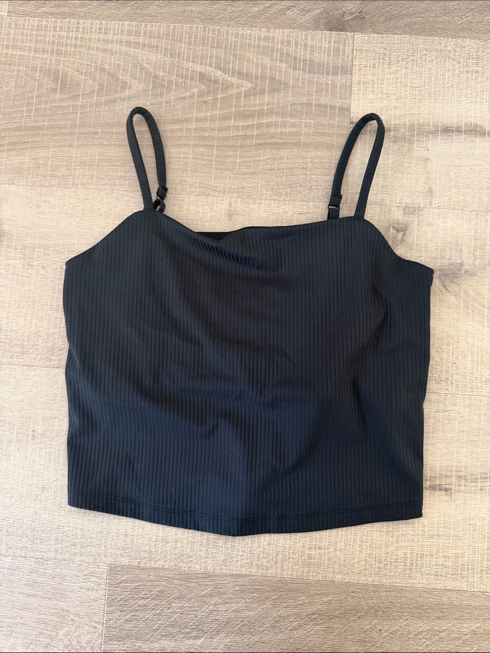 girlfriend collective Black Ribbed Spaghetti Strap Camisole size Medium.